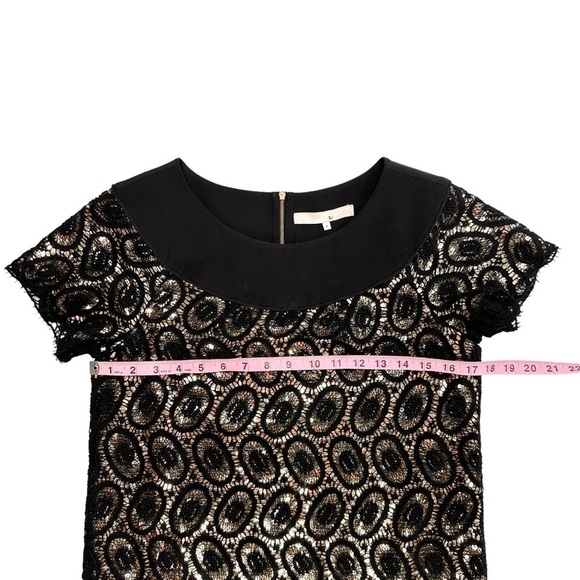 3.1 Phillip Lim mini cocktail dress black lace gold sequins 4 short sleeve - Picture 14 of 16